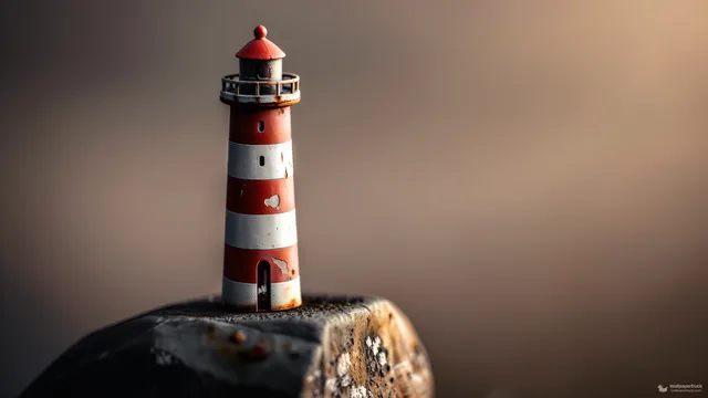 Weathered Miniature Lighthouse — Miniature worlds 4K wallpaper