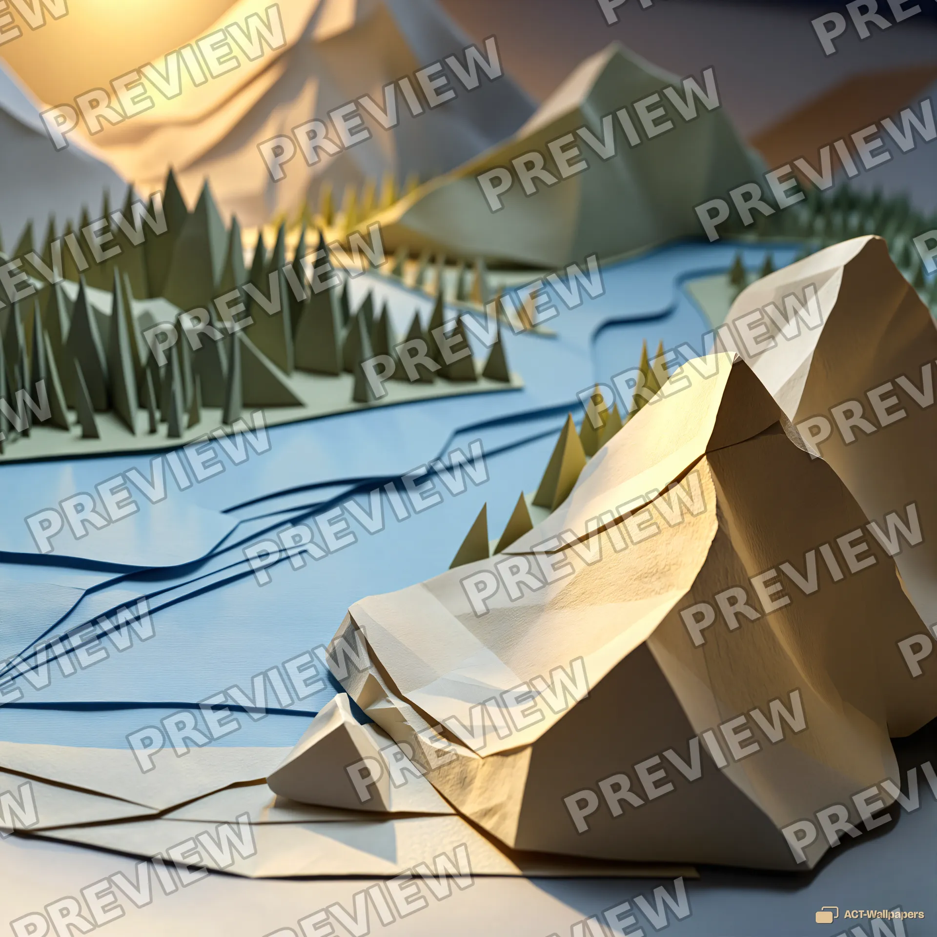 Paper Diorama Valley — Paper dioramas 4K wallpaper