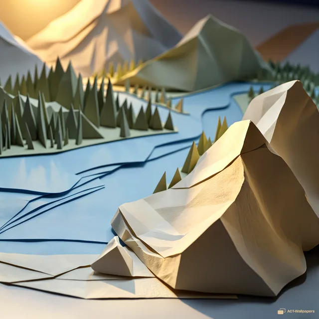 Paper Diorama Valley — Paper dioramas 4K wallpaper