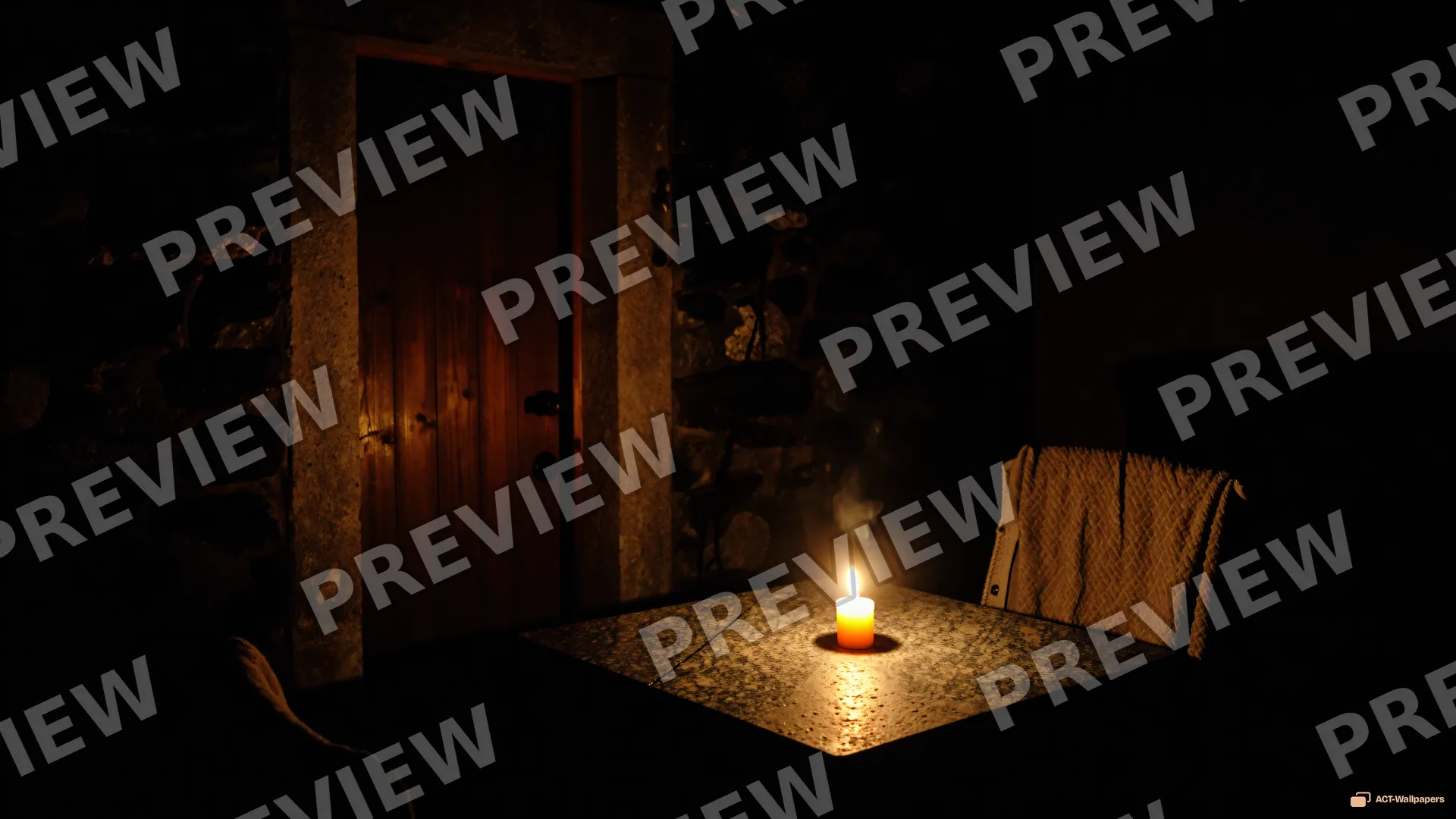 Cellar Candle Glow — Dark interiors 4K wallpaper
