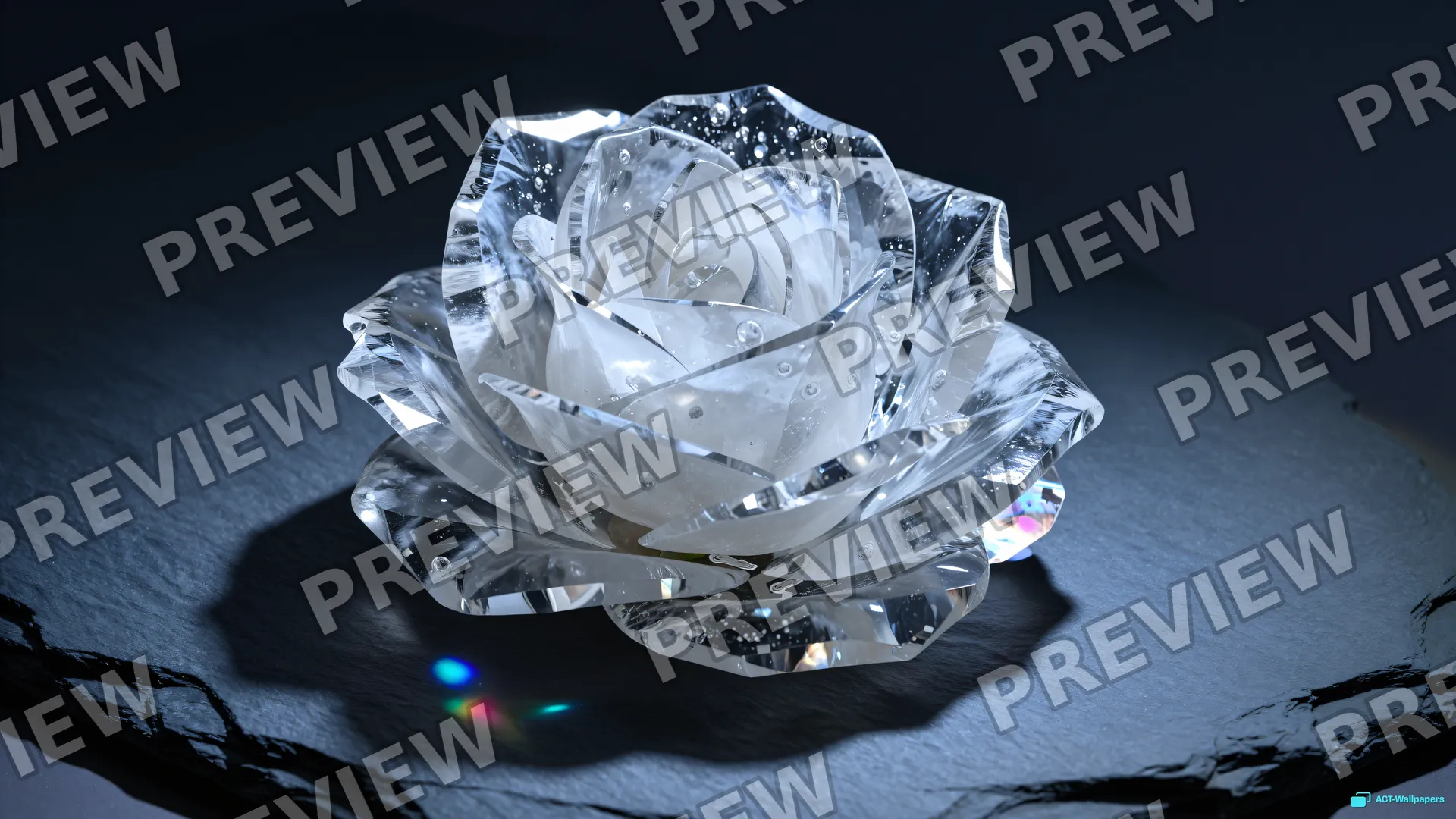 Quartz Rose Caustics — Crystal botanicals 4K wallpaper