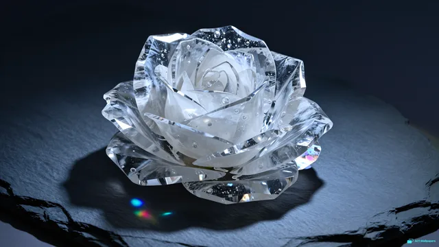 Quartz Rose Caustics — Crystal botanicals 4K wallpaper