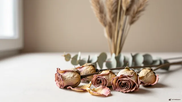 Dried Botanical Still Life — Dried flower arrangements 4K wallpaper