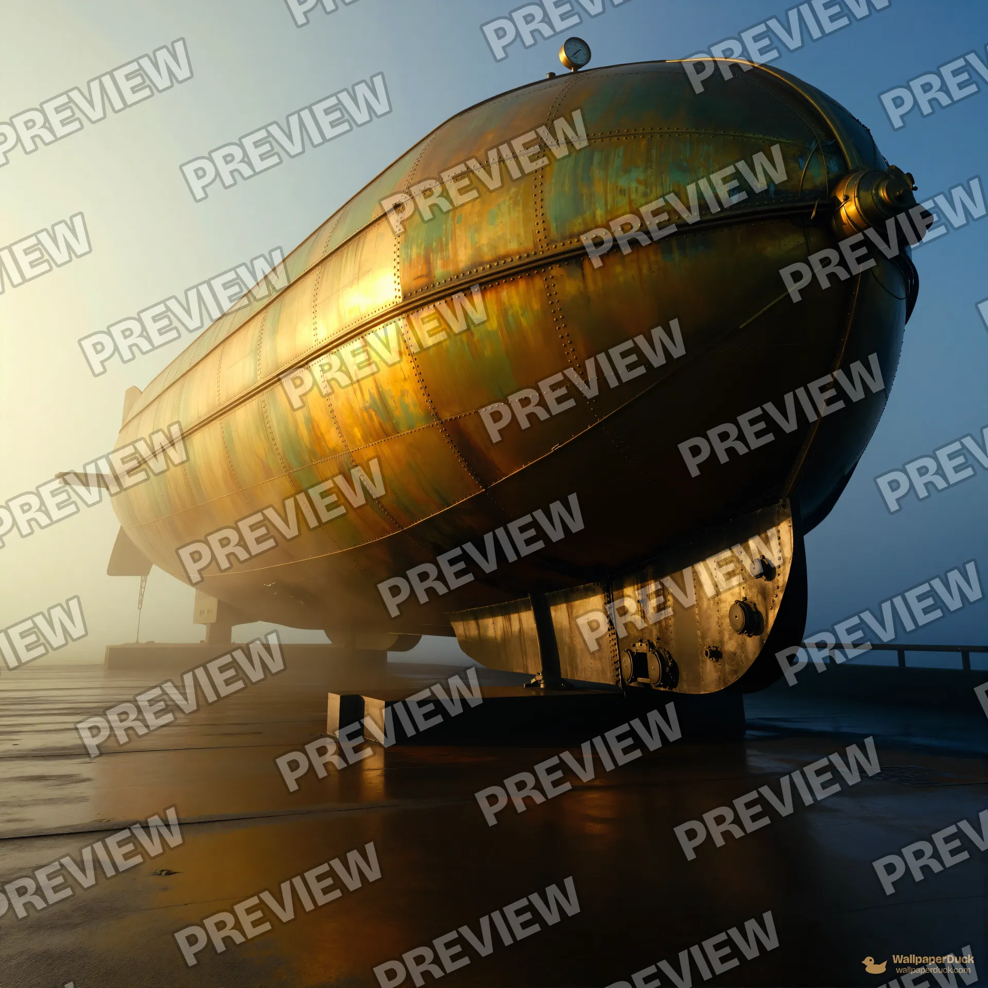 Victorian Airship Dock — Steampunk machines 4K wallpaper