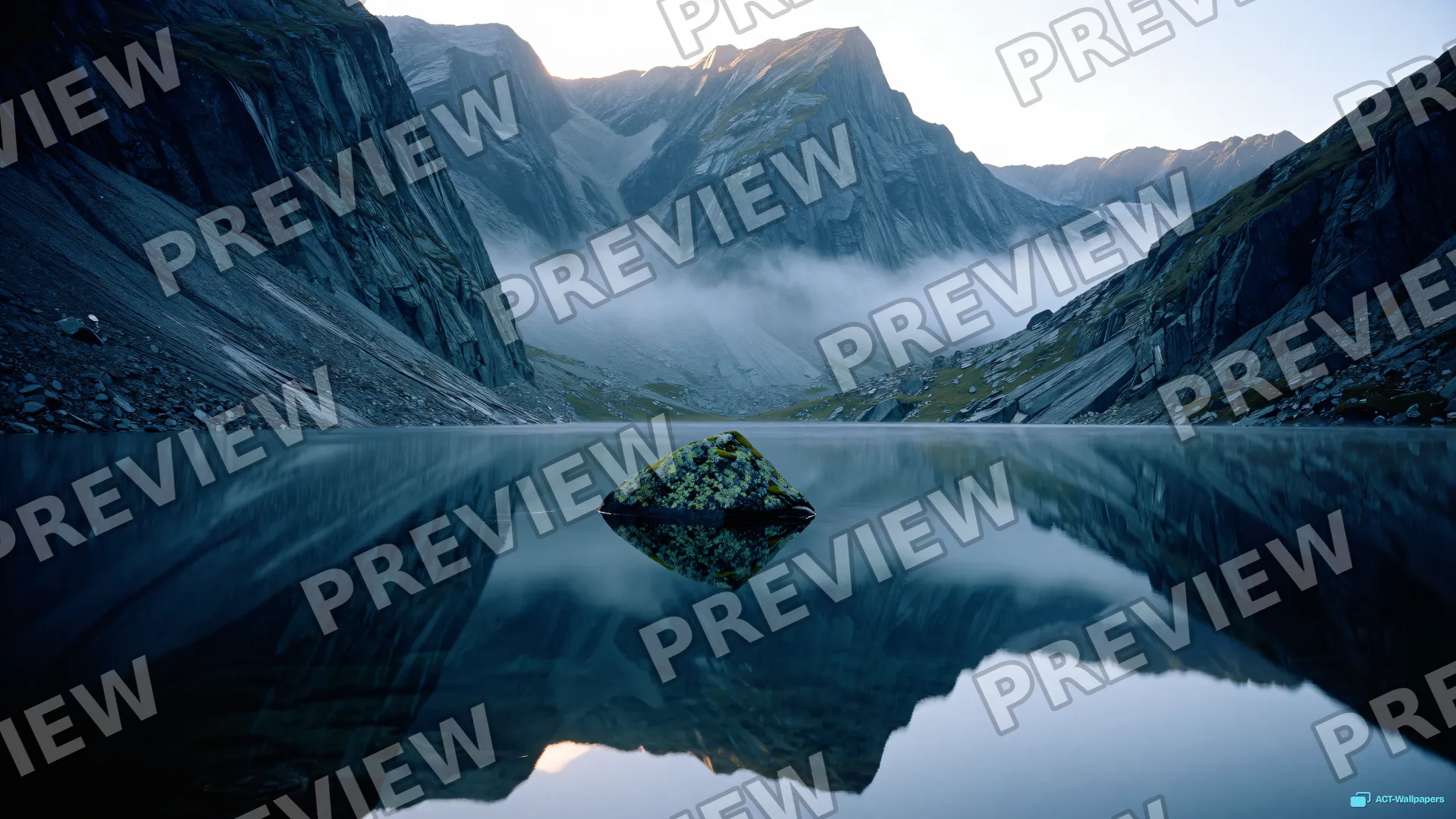 Glacial Basin Mirror — Stone & water 4K wallpaper