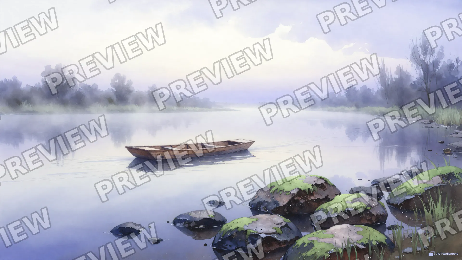 Misty River Twilight — Watercolour & impressionism 4K wallpaper