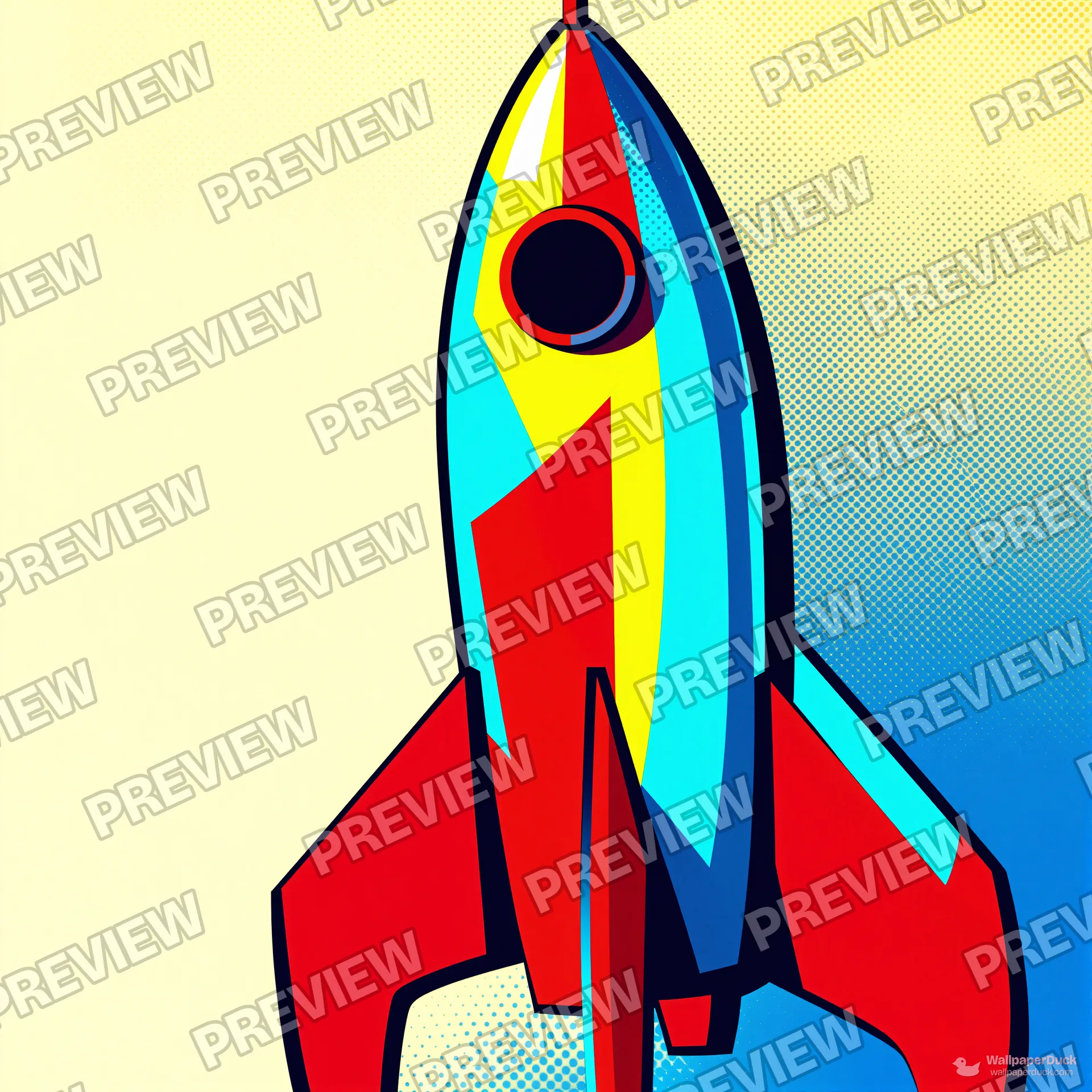 Fractured Retro Rocket — Retro pop art 4K wallpaper