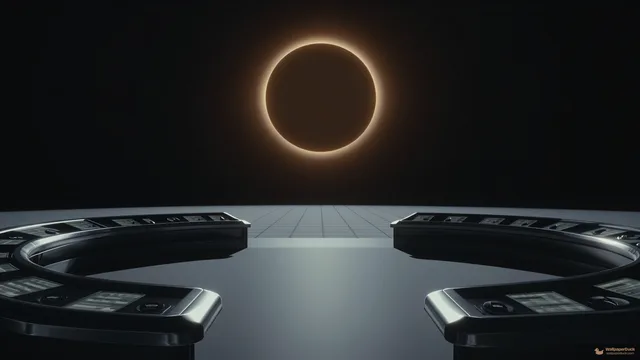 Eclipse Control Room — Retro futurism 4K wallpaper