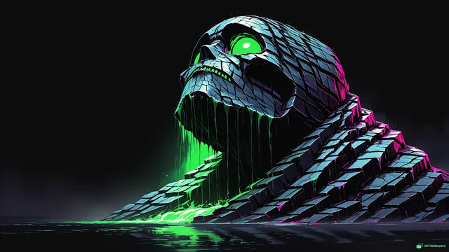 Obsidian Shard Tower — Neon nightmare 4K wallpaper
