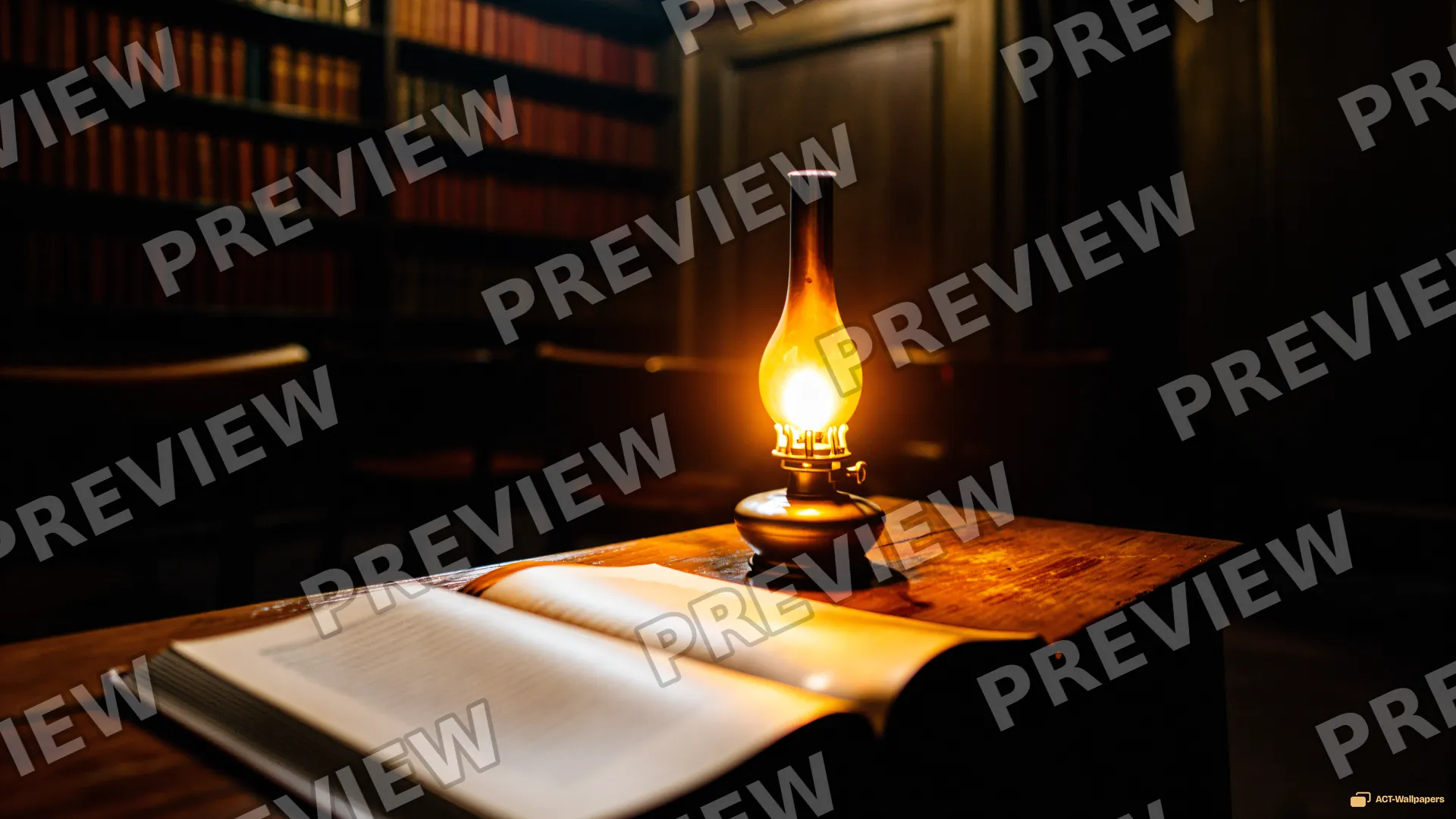Victorian Lamp Study — Dark interiors 4K wallpaper