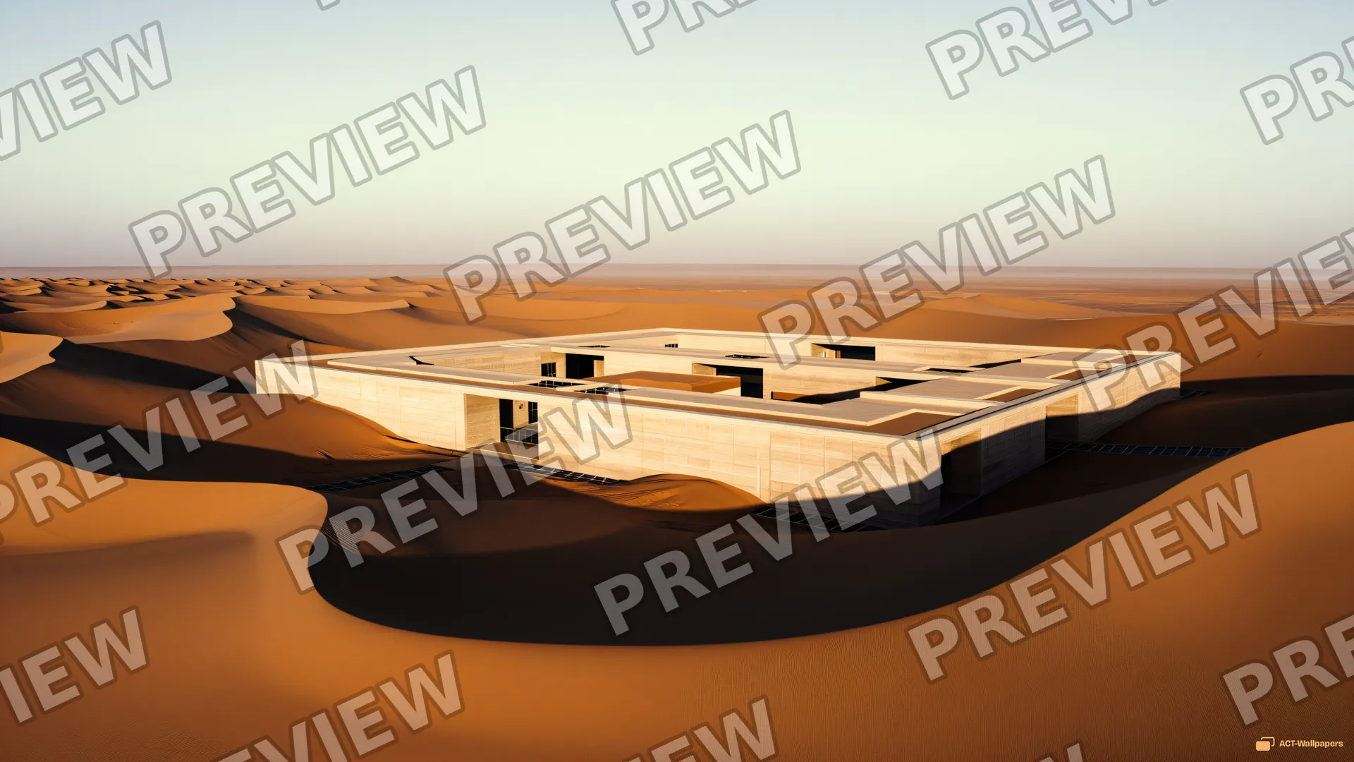 Aerial Concrete Complex — Desert concrete 4K wallpaper