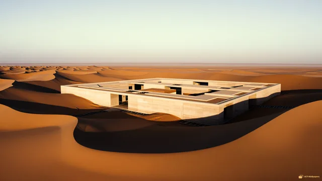 Aerial Concrete Complex — Desert concrete 4K wallpaper