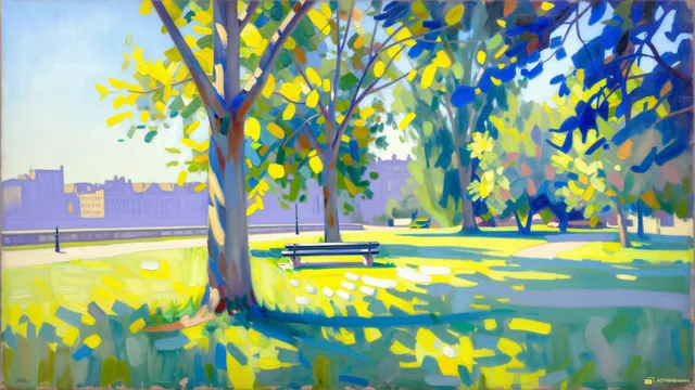 Park Noon Impression — Watercolour & impressionism 4K wallpaper