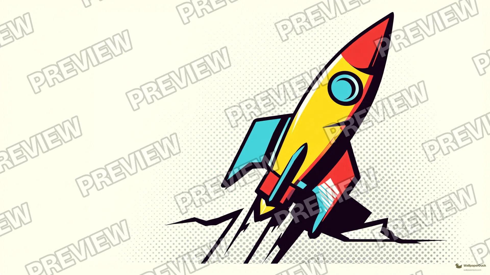 Fractured Retro Rocket — Retro pop art 4K wallpaper