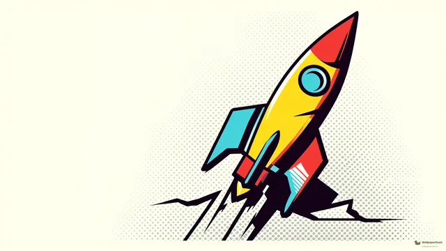 Fractured Retro Rocket — Retro pop art 4K wallpaper