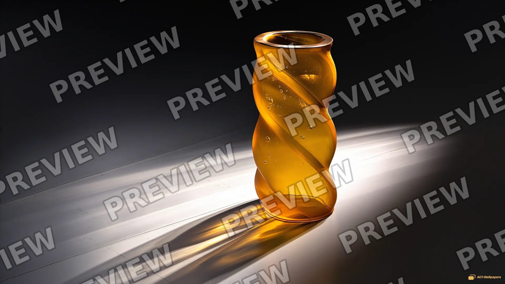 Twisted Amber Vessel — Glass sculpture 4K wallpaper