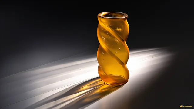 Twisted Amber Vessel — Glass sculpture 4K wallpaper