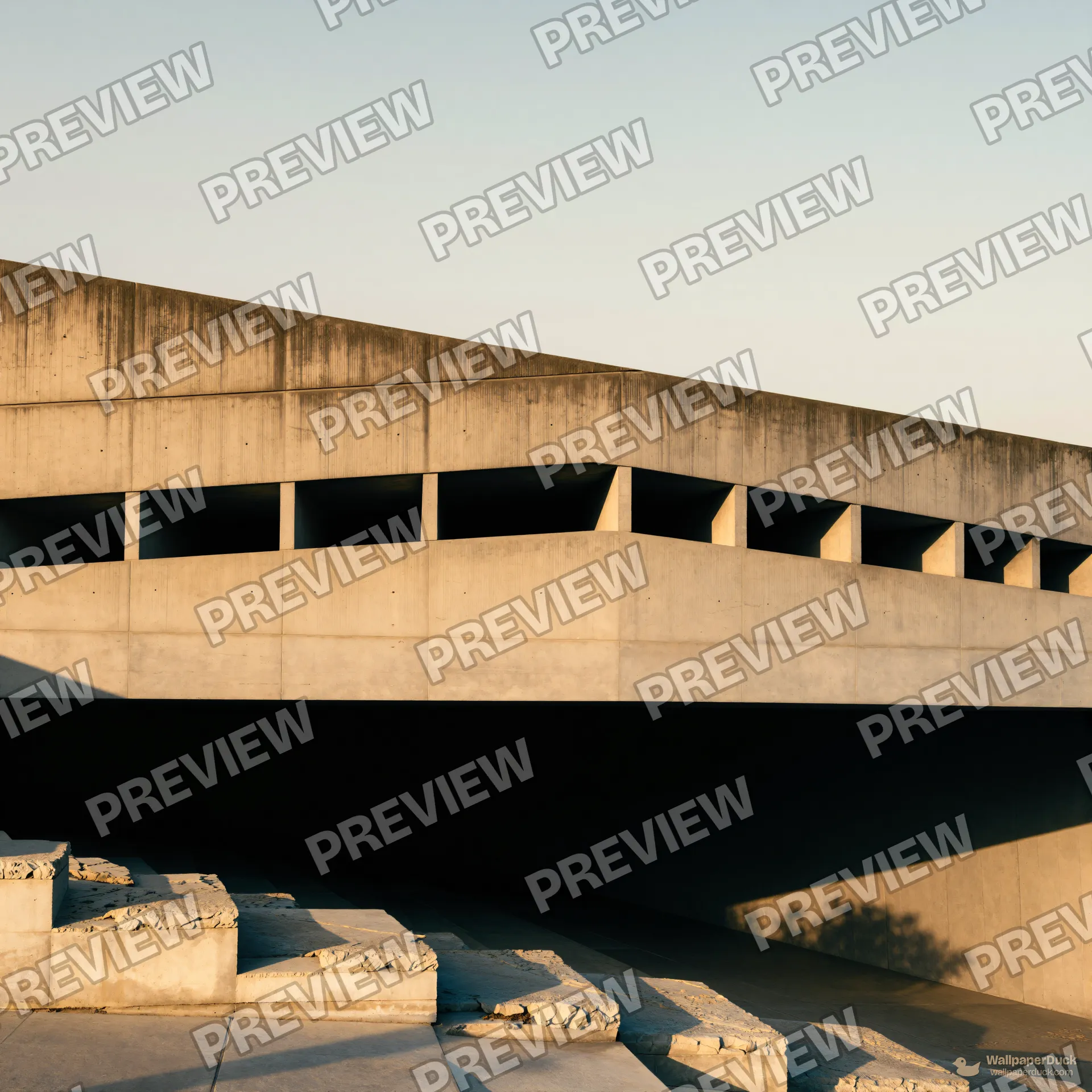 Concrete Cantilever Study — Brutalist architecture 4K wallpaper