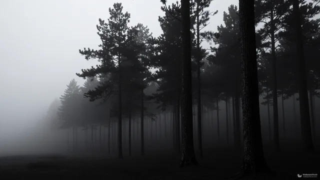 Mist Choked Pines — Layered silhouettes 4K wallpaper