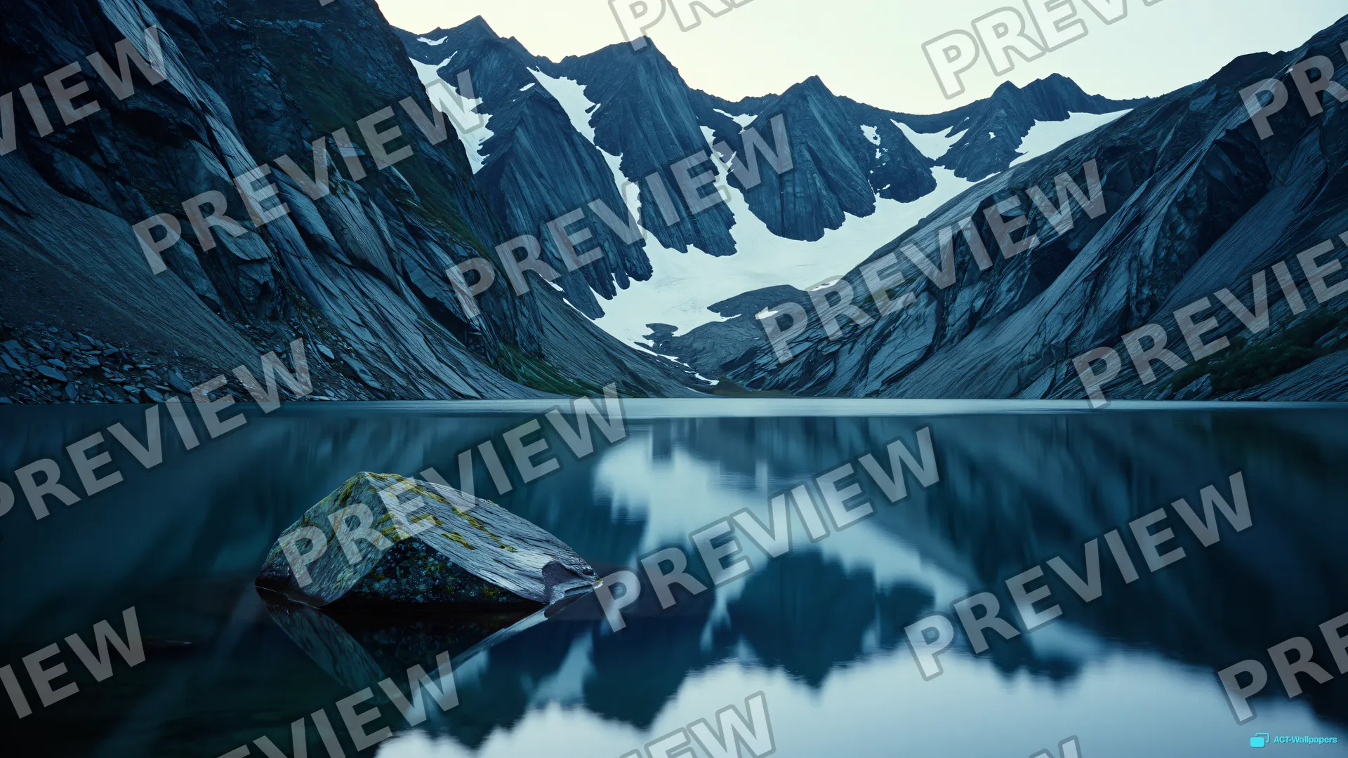 Glacial Mirror Stillness — Stone & water 4K wallpaper