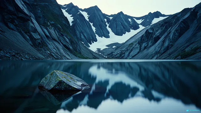 Glacial Mirror Stillness — Stone & water 4K wallpaper