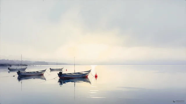 Harbour Dawn Watercolour — Watercolour & impressionism 4K wallpaper