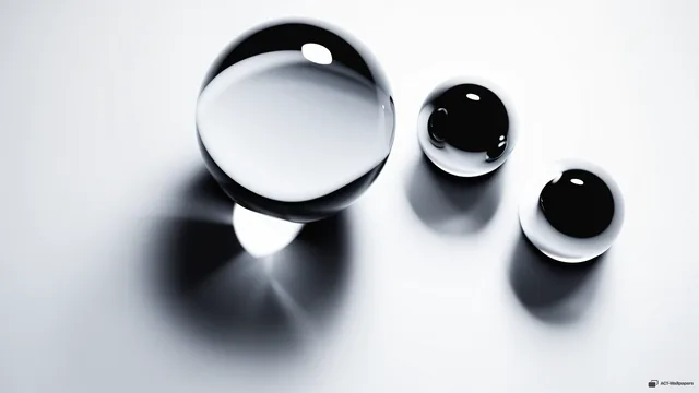 White Void Geometry — Chrome & glass 4K wallpaper