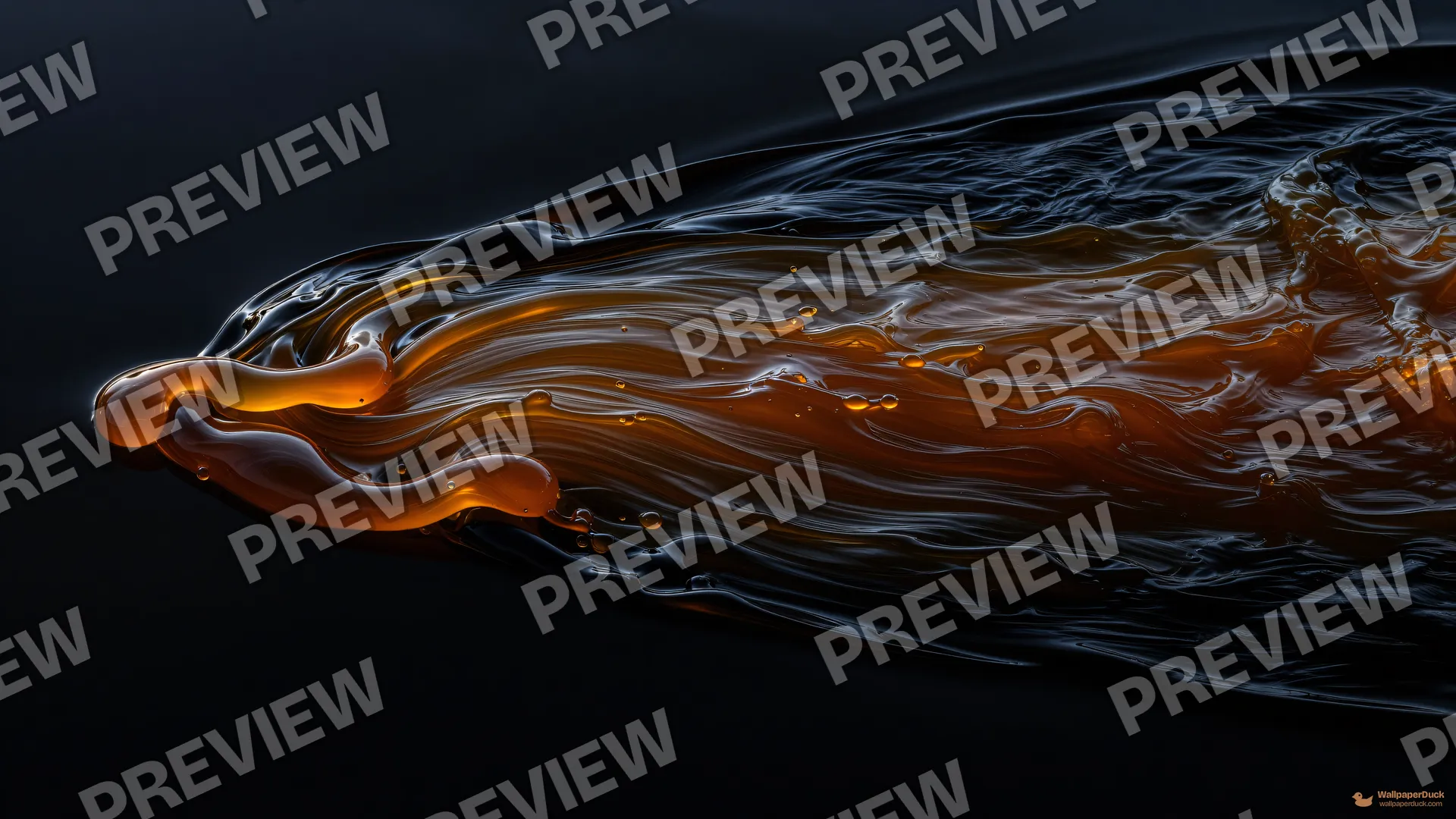 Amber Oil in Shadow — Abstract fluid 4K wallpaper