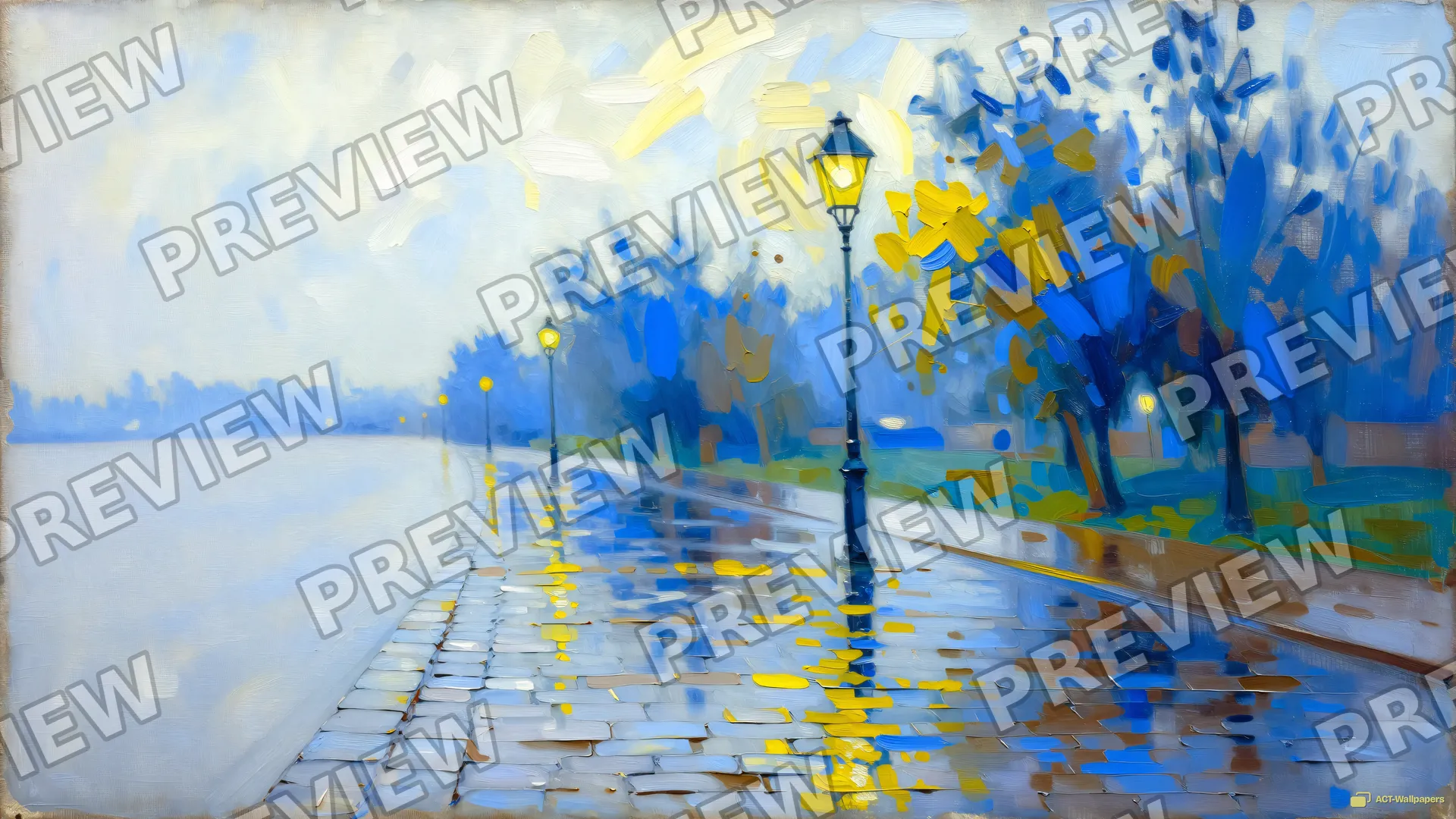 Rain-Washed Boulevard Impression — Watercolour & impressionism 4K wallpaper