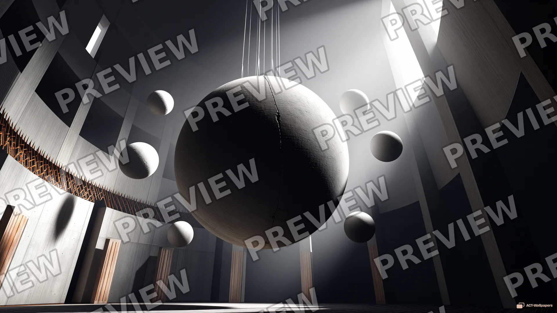 Concrete Nucleus Interior — Brutalist cell 4K wallpaper