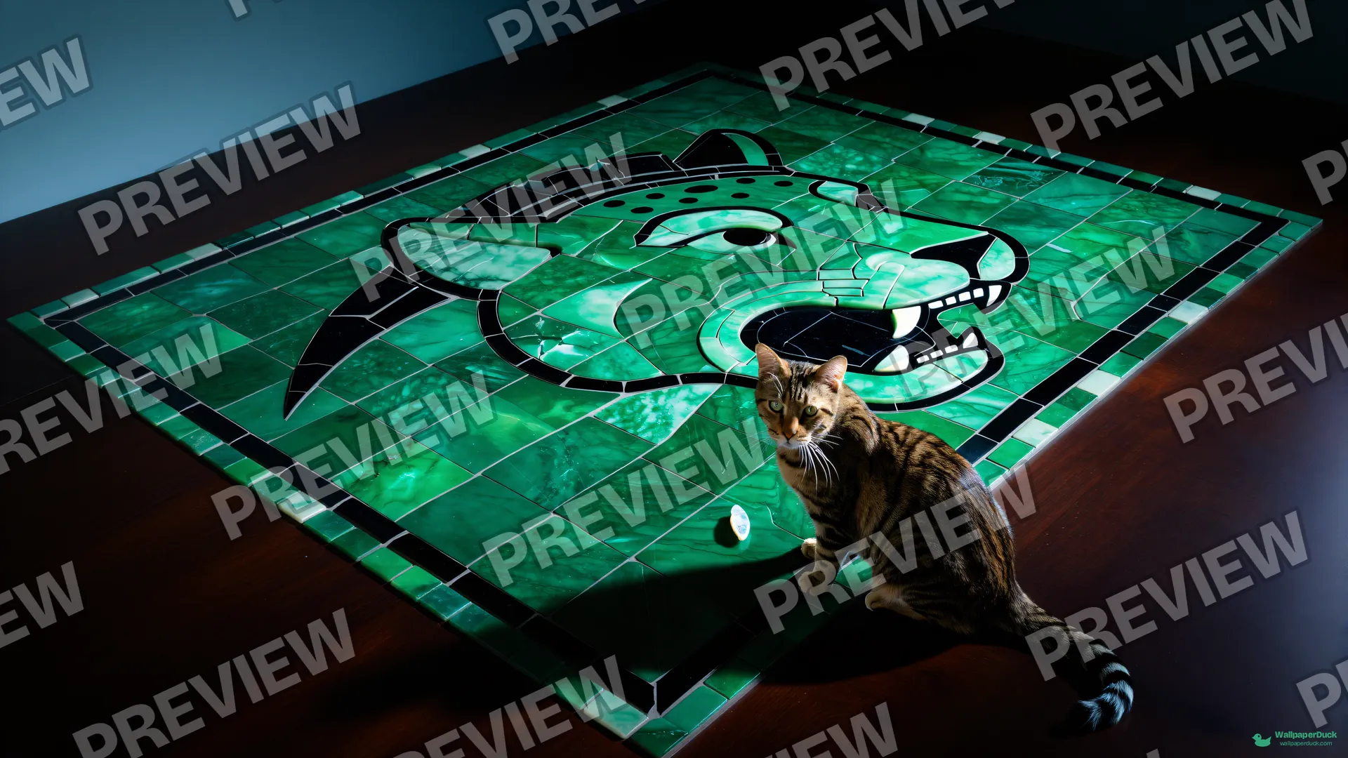 Mayan Jaguar Mosaic Cat — Maya Mozaik Kedi 4K wallpaper