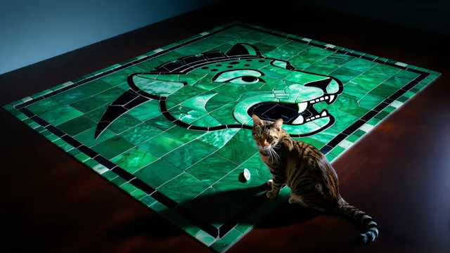 Mayan Jaguar Mosaic Cat — Maya Mozaik Kedi 4K wallpaper