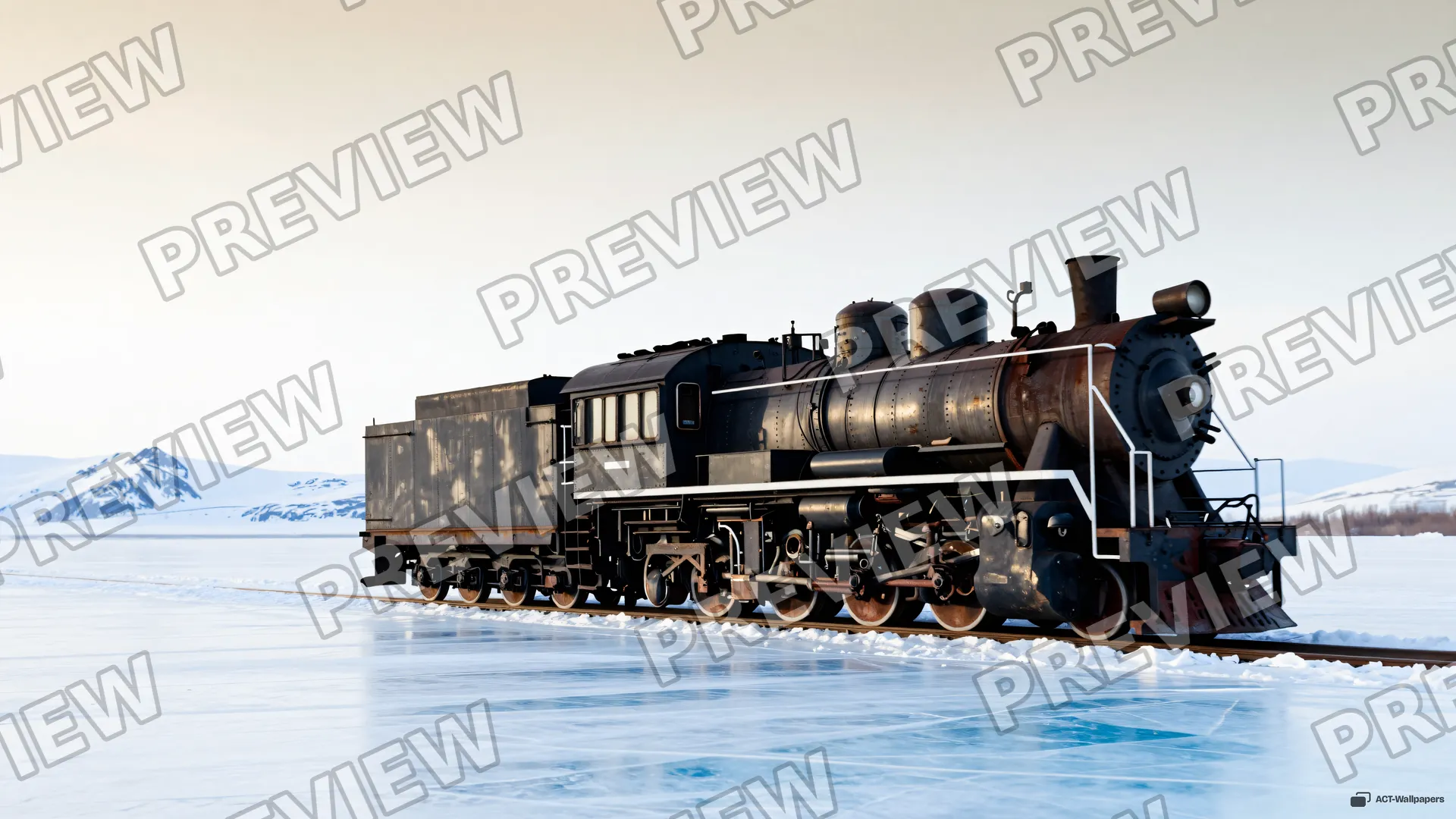 Frozen Iron Vista — Train on the glacier 4K wallpaper