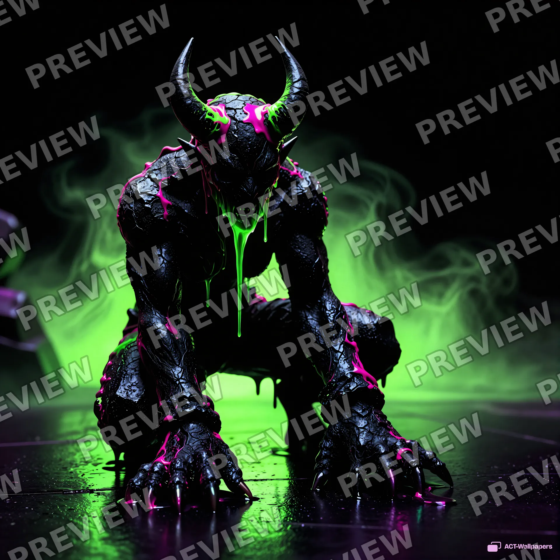Obsidian Nightmare Glow — Neon nightmare 4K wallpaper