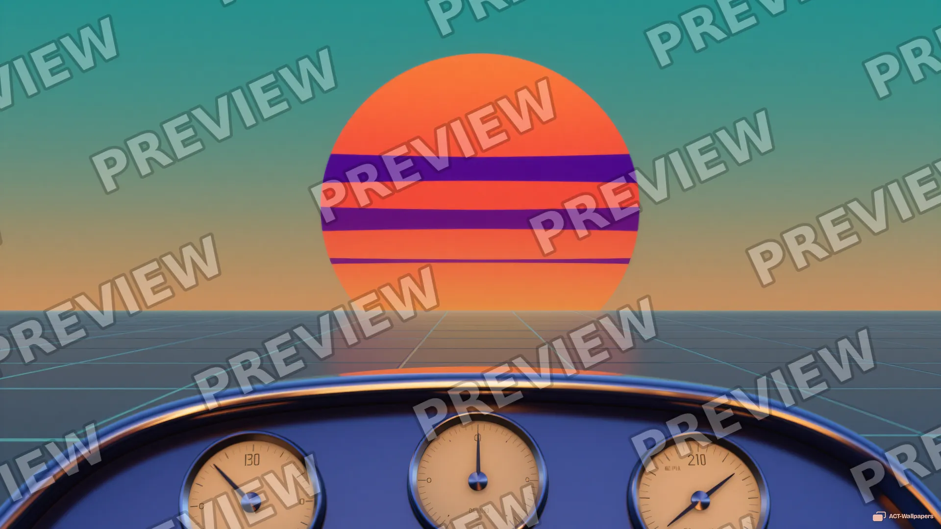 Chrome Dashboard Horizon — Retro futurism 4K wallpaper