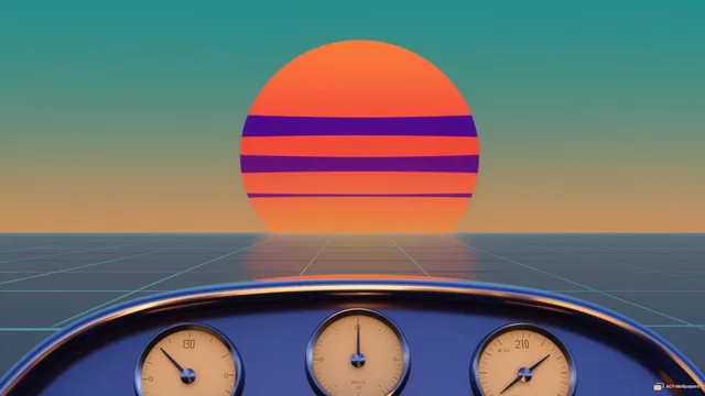 Chrome Dashboard Horizon — Retro futurism 4K wallpaper