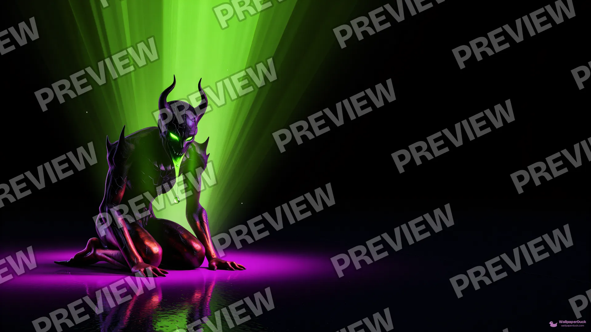 Neon Void Crouch — Neon nightmare 4K wallpaper
