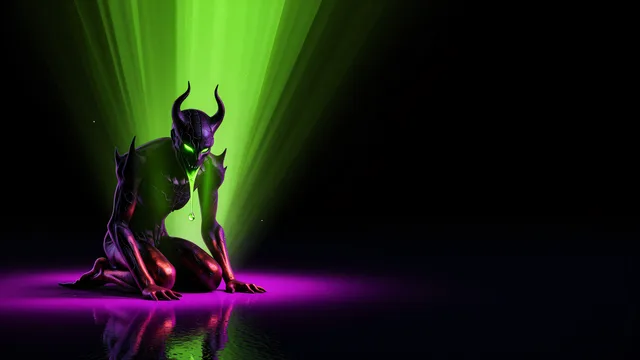 Neon Void Crouch — Neon nightmare 4K wallpaper