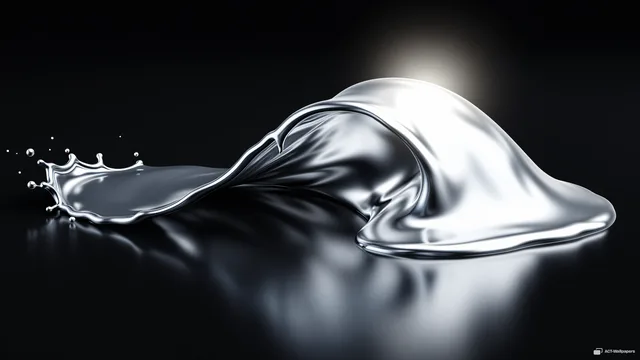 Molten Silver Curl — Chrome casting 4K wallpaper