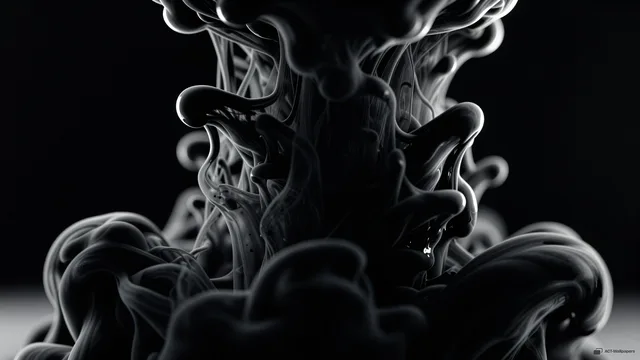 Obsidian Ink Flow — Dark fluid 4K wallpaper