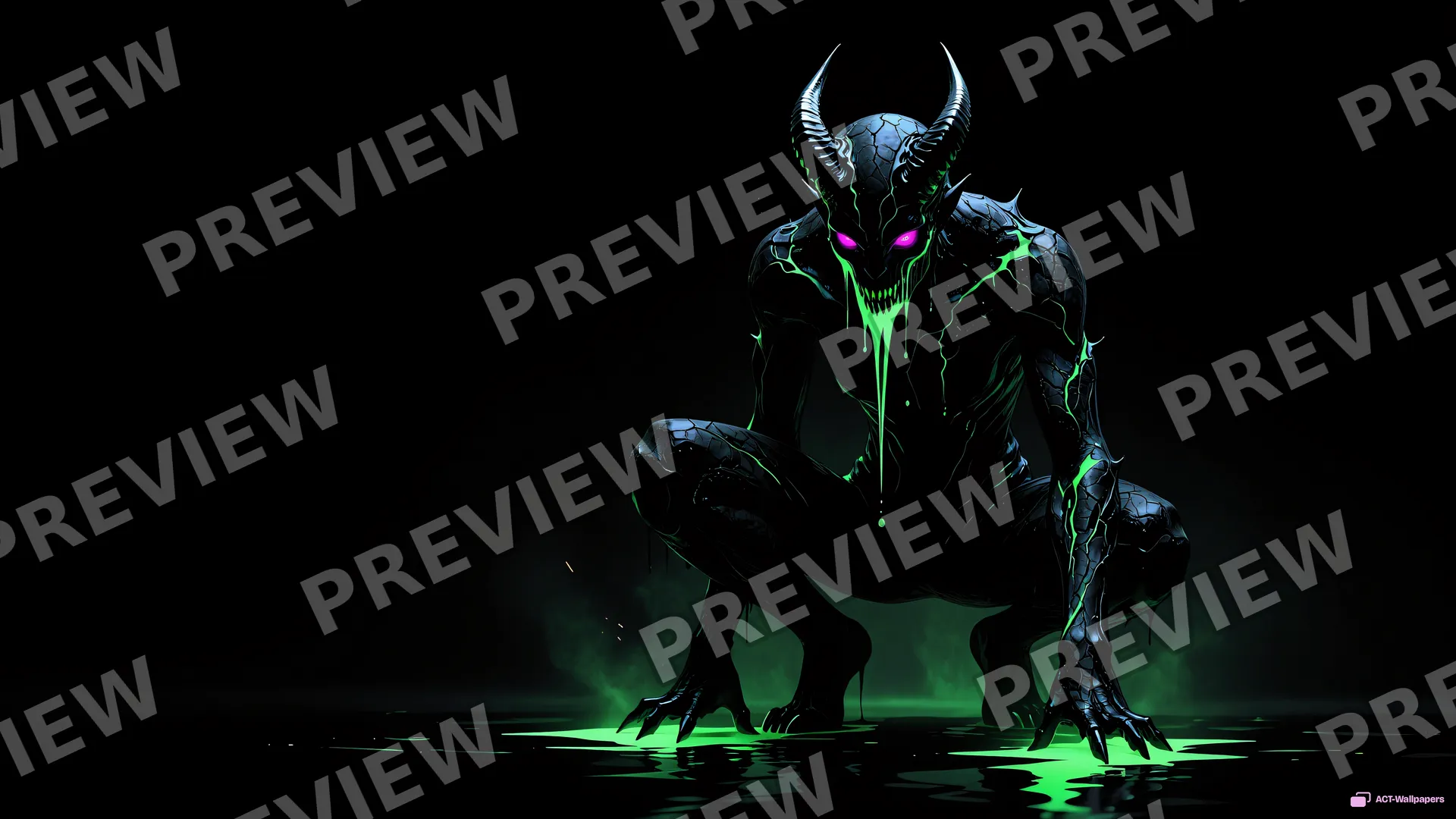 Crouching Neon Void — Neon nightmare 4K wallpaper