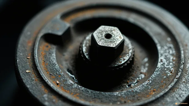 Iron Hub Macro — Macro mechanics 4K wallpaper