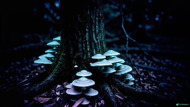 Forest Fungal Halo — Bioluminescence 4K wallpaper