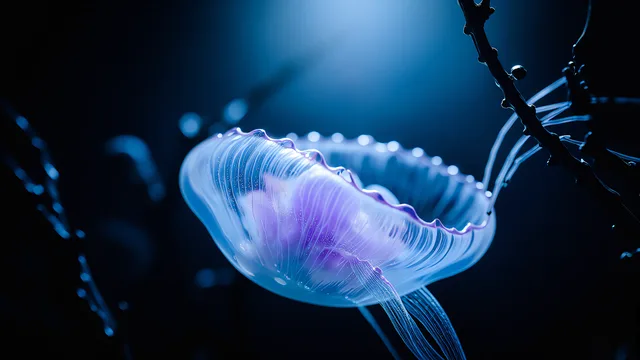 Violet Pulse in Deep Water — Bioluminescence 4K wallpaper