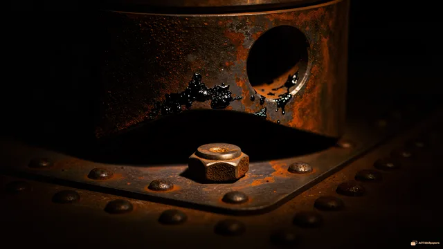 Rusted Piston Detail — Macro mechanics 4K wallpaper