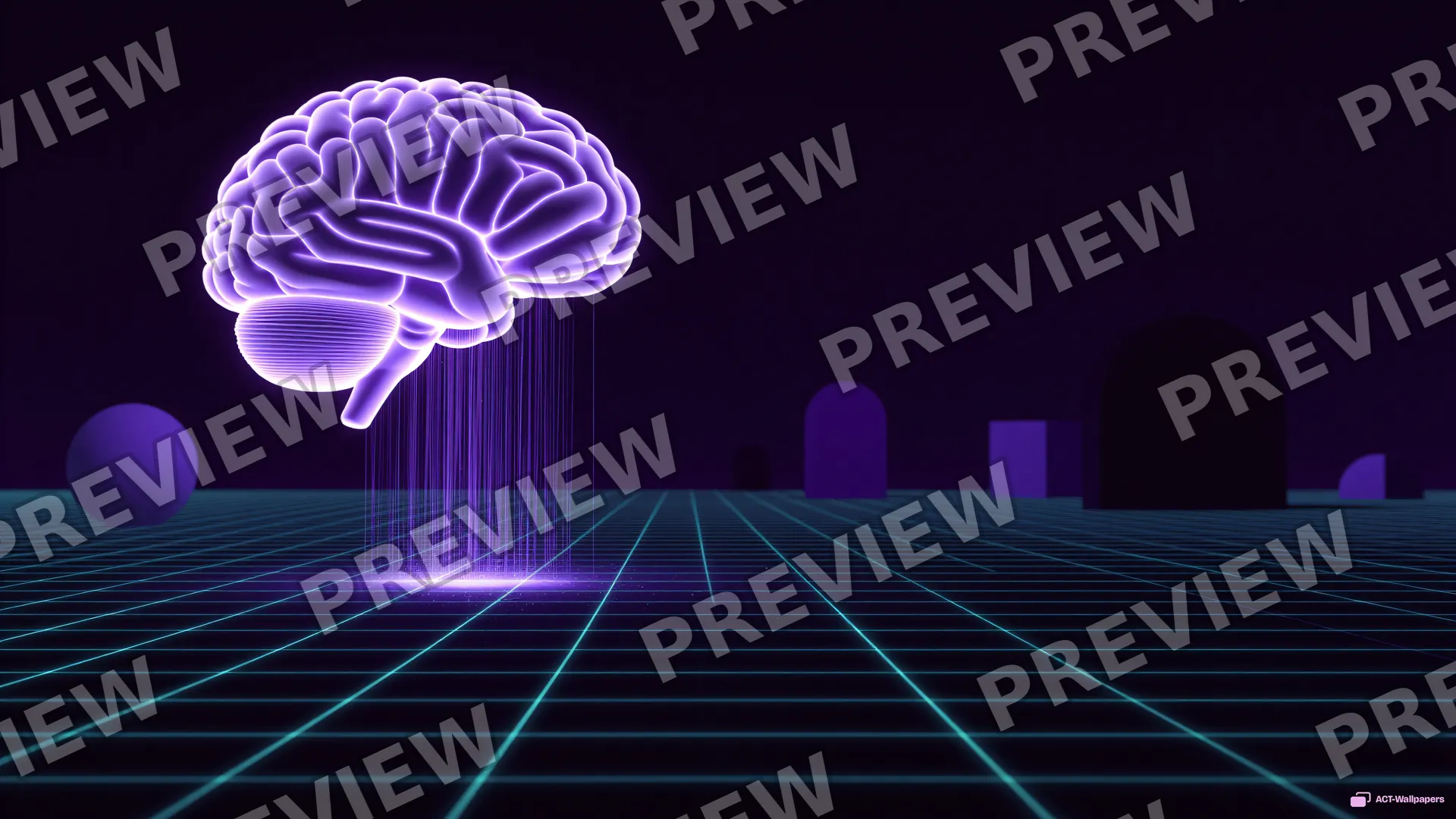 Digital Brain Disintegration — Liminal grid space 4K wallpaper
