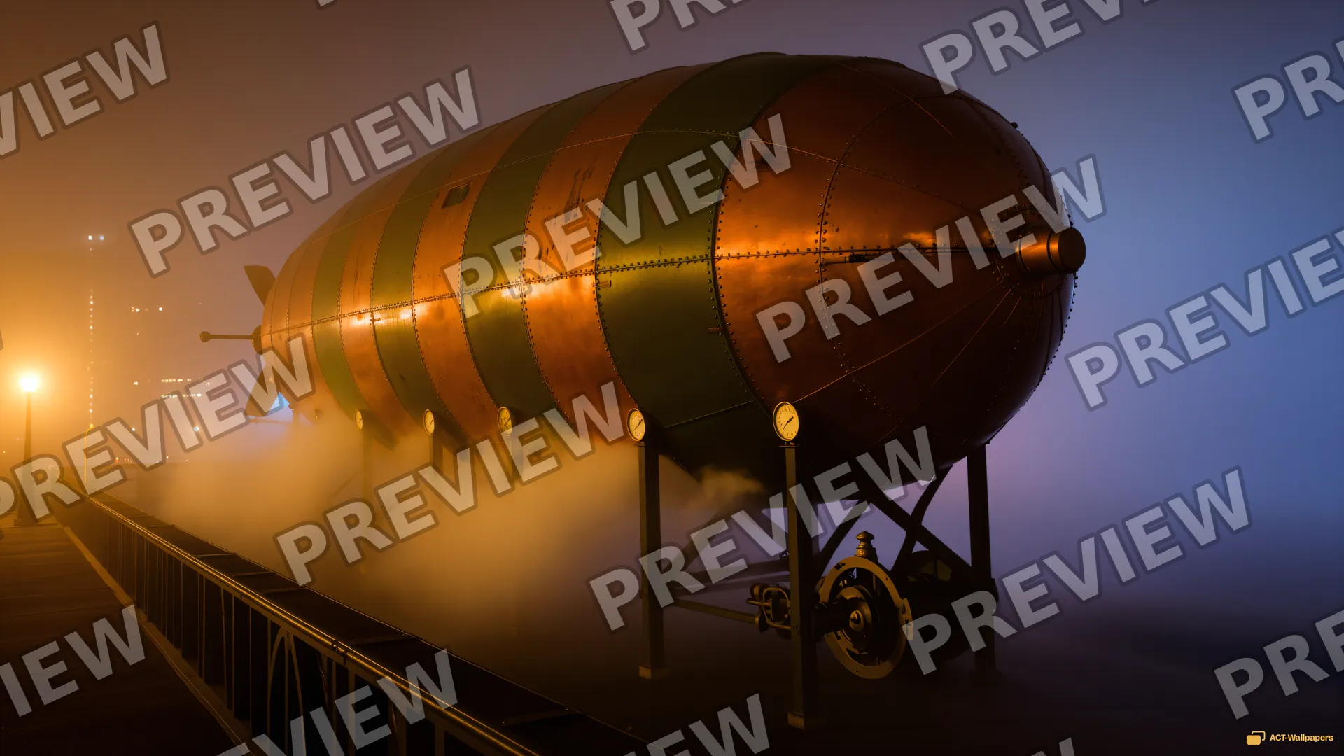Brass Fog Airship — Steampunk machines 4K wallpaper