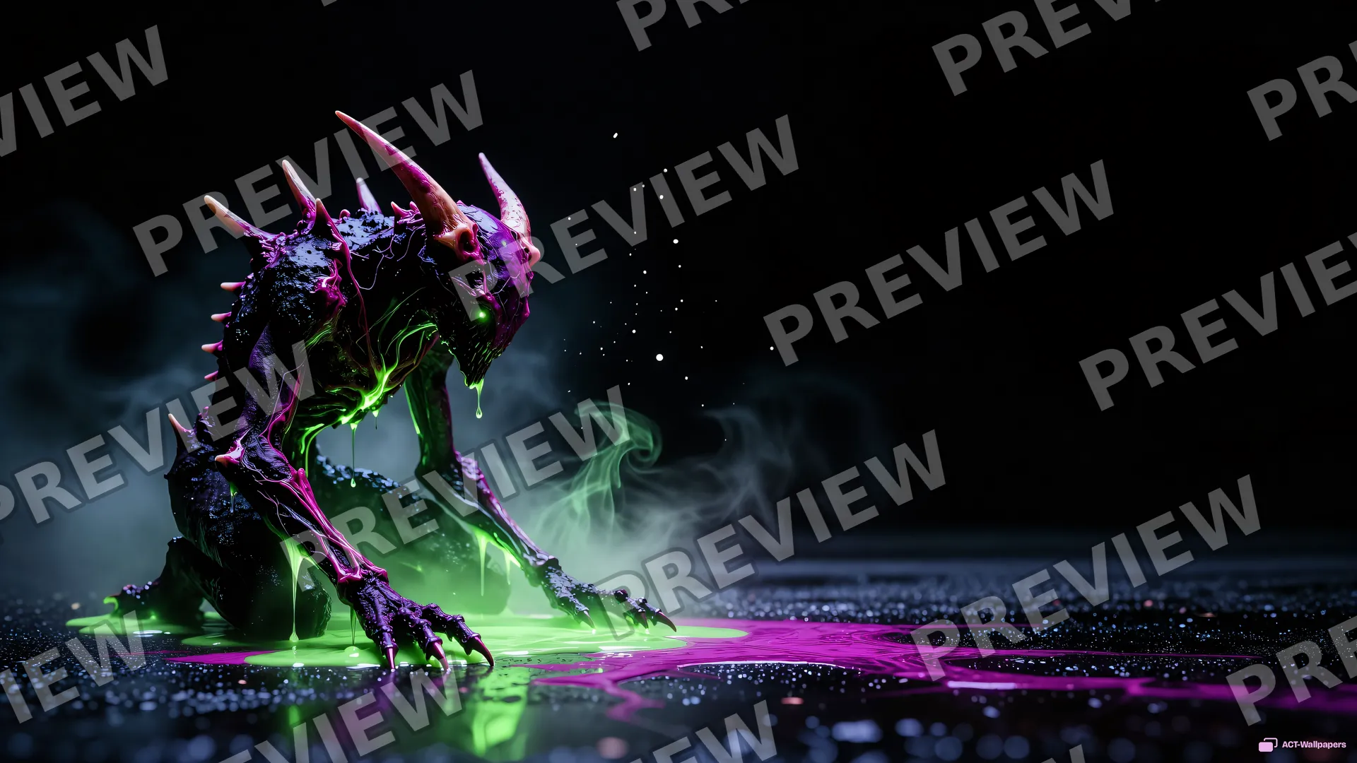 Crouching Neon Nightmare — Neon nightmare 4K wallpaper
