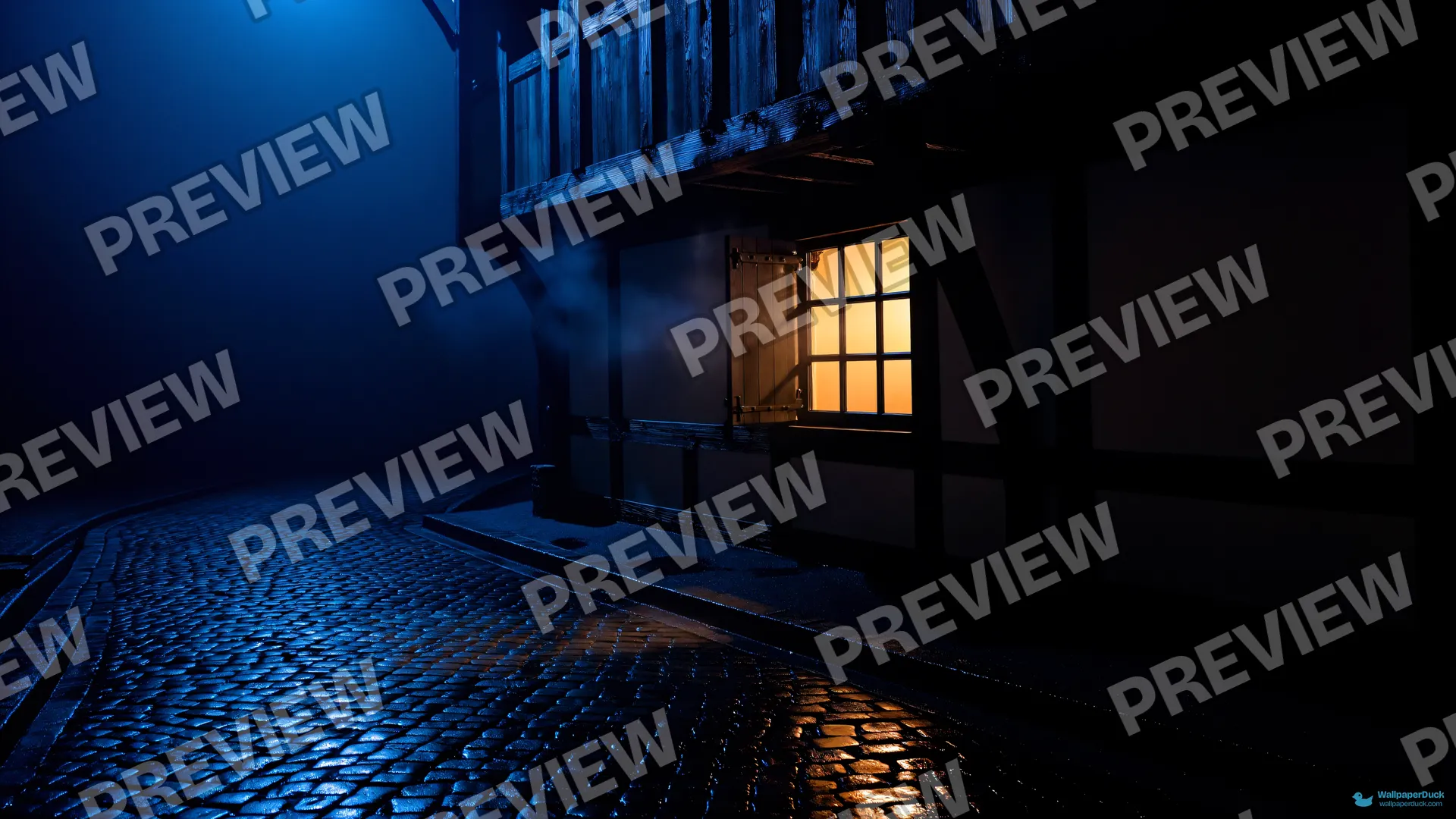 Crooked Tavern Night — Medieval fantasy 4K wallpaper