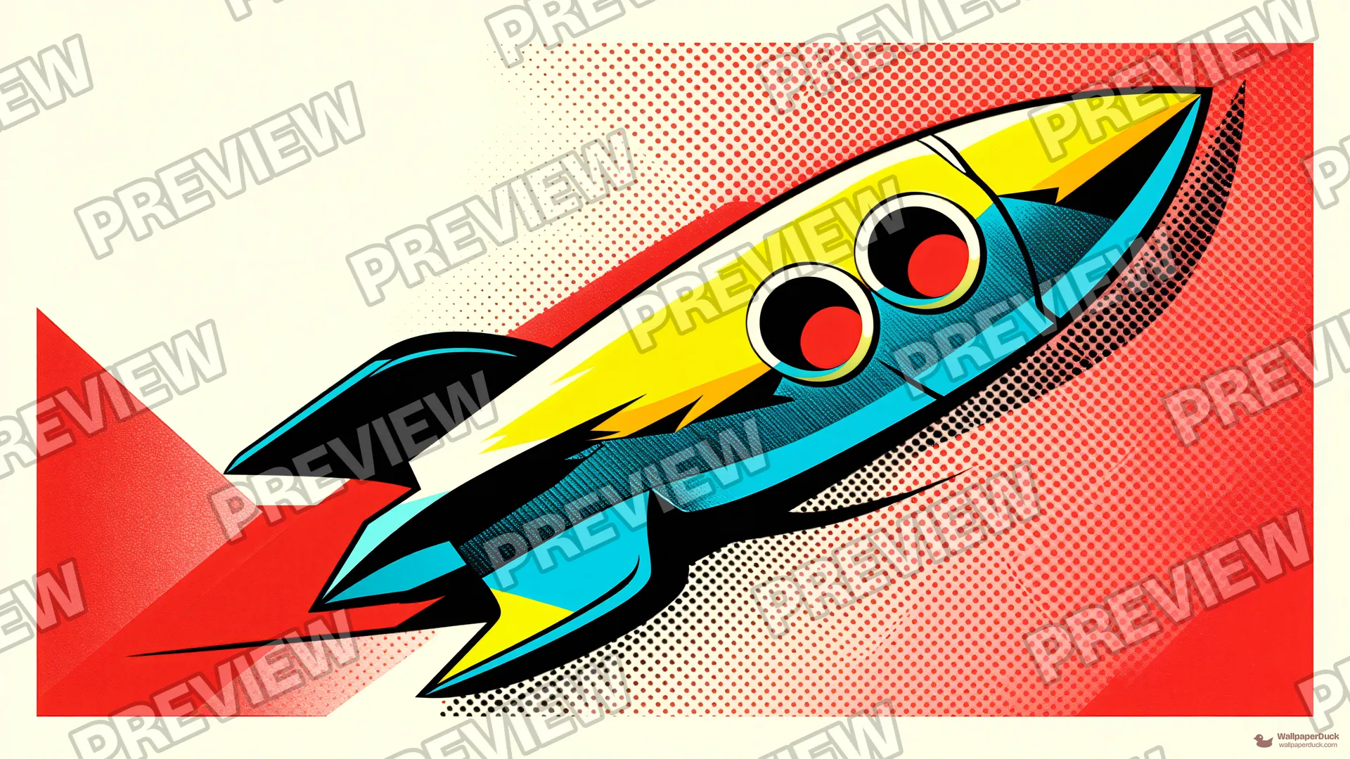 Fractured Retro Rocket — Retro pop art 4K wallpaper
